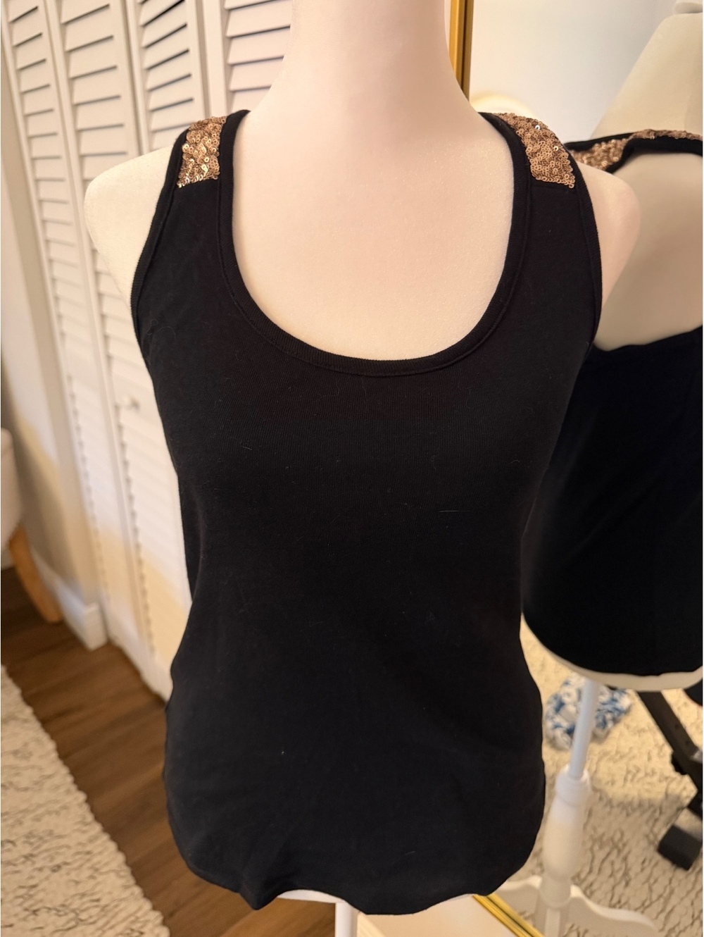 Lascana  Venus Gold Sequin Black dressy tank top SM